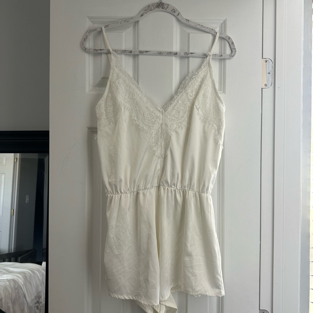 White silk romper